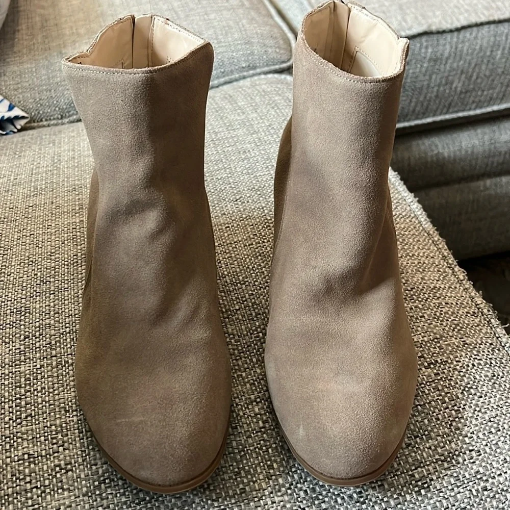 Sole Society Riverr Women's Tan Suede Block Heel Ankle Boots‎ Size 10